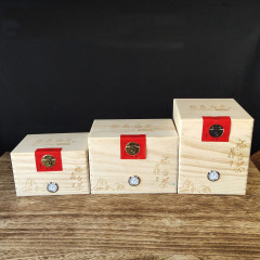 Tea Leaf Packaging Box Square Wooden Tea Box Handbag Packaging Humidity Meter Tea Wooden Box Tea Gift Box