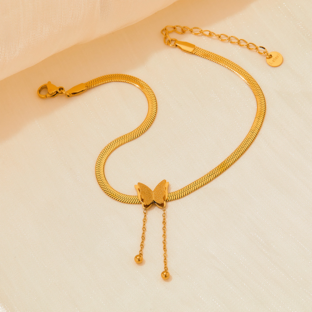 Sweet Butterfly Stainless Steel Plating Womenu0027S Anklet