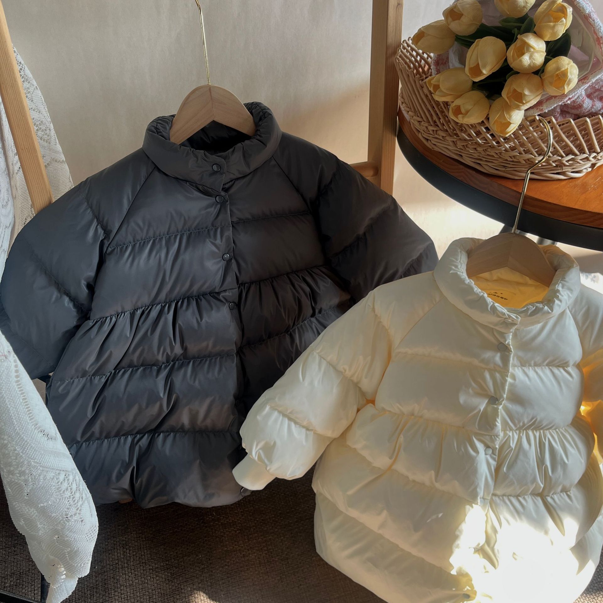 in stock ~ 2024 autumn and winter girls dupont three-proof 90 white duck down long down jacket thick mid-length coat fashion