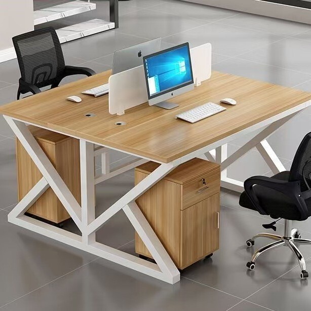 Simple Office Desk, Computer Desk Combination, Staff Desk, Long Table, 2/4/6/8-Person Workstation, Employee Station with Integrated Screen Simple Office Desk, Computer Desk Combination, Staff Desk, Long Table, 2/4/6/8-Person Workstation, Employee Station with Integrated Screen