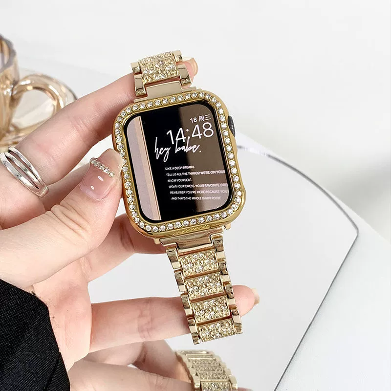 Подходит для Apple iwatchS10Ultra9 поколения 876543 часы с металлическими стразами для женщин
