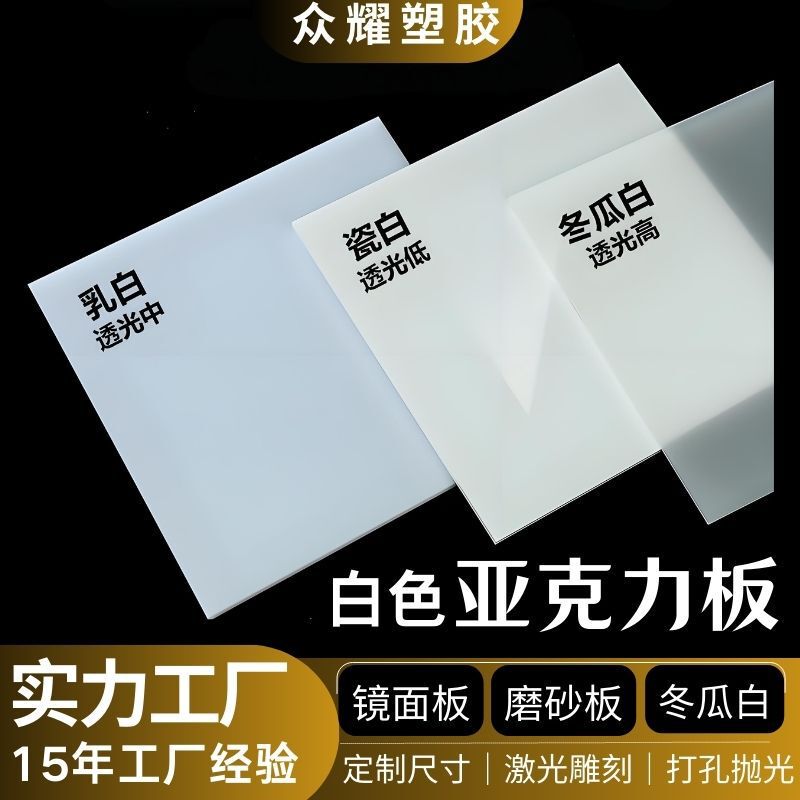 Milky White acrylic plate transparent plexiglass frosted lampshade diffusion plate porcelain white milk white light reflection panel Milky White acrylic plate transparent plexiglass frosted lampshade diffusion plate porcelain white milk white light reflection panel