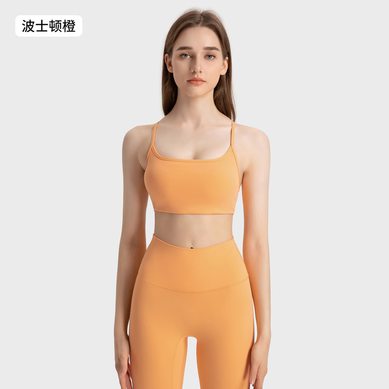 新しいクロスバックスポーツブラ女性の夏のヨガフィットネスブラジャー胸パッド付きヨガ服トップ DW399|undefined