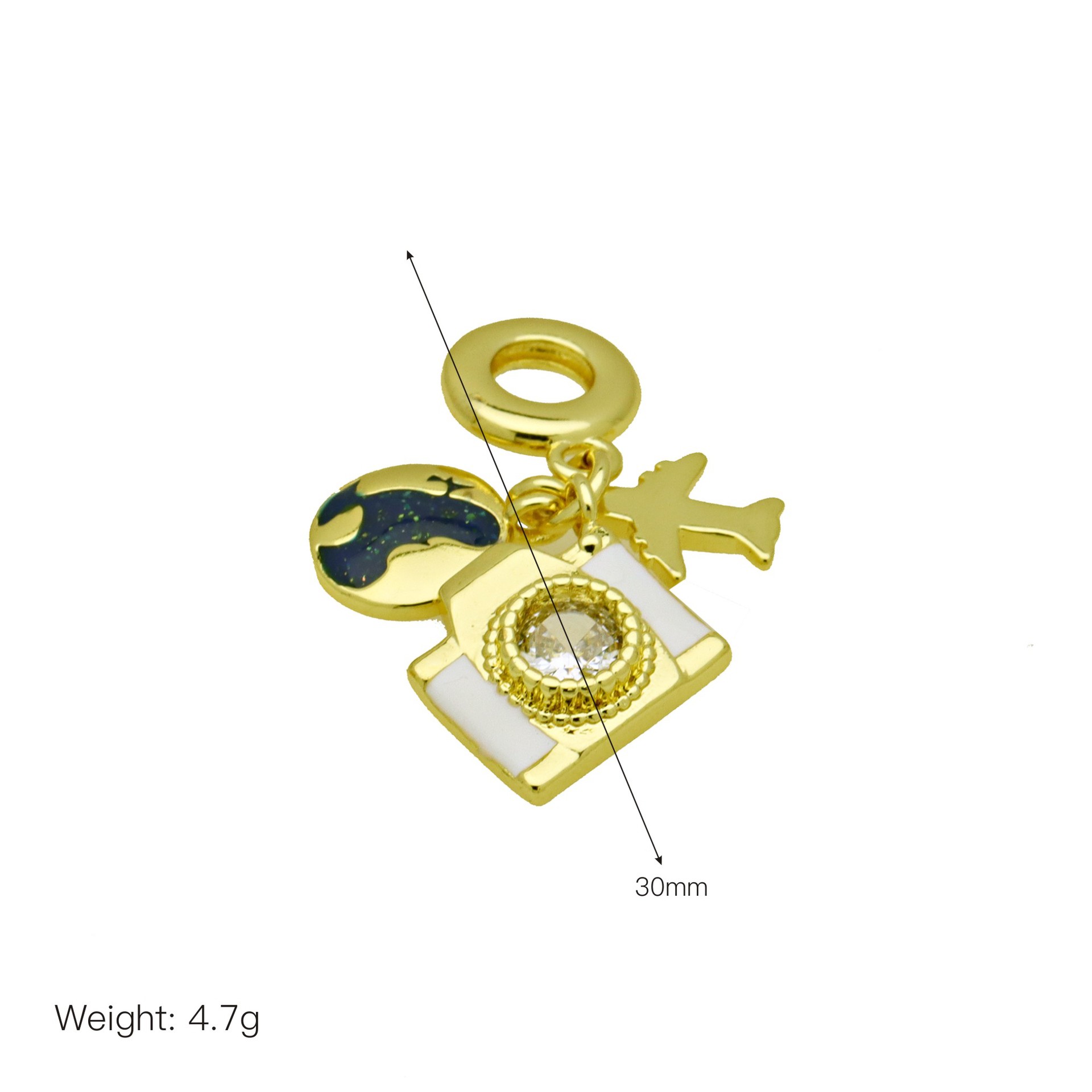 1 Piece 21mm 27MM 30mm Copper Zircon 18K Gold Plated Cross Heart Shape Wings Pendant display picture 7