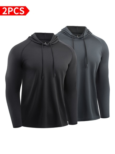A Set of Two Men's Hooded Sweatshirts Featuring Quick Dry