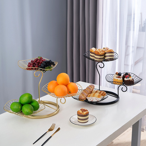 Nordic iron fruit basket creative fruit plate three-story living room tea room with candy dried fruit plate dessert shop decorations