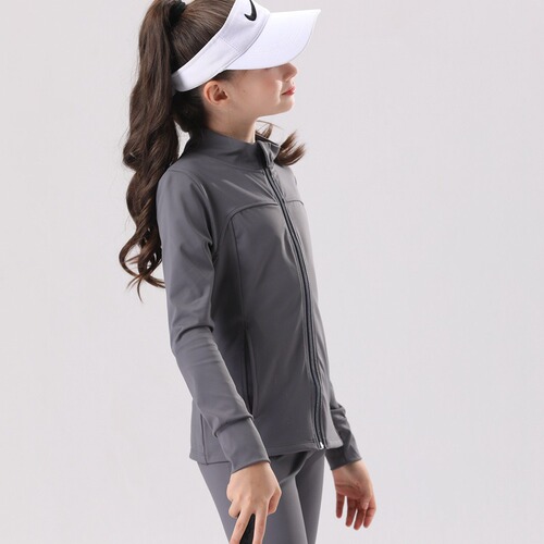 New Autumn/Winter Girls' & Kids' Long-Sleeve Zip-Up Coats – Outdoor Sports, Training, Yoga, and Fitness Tops