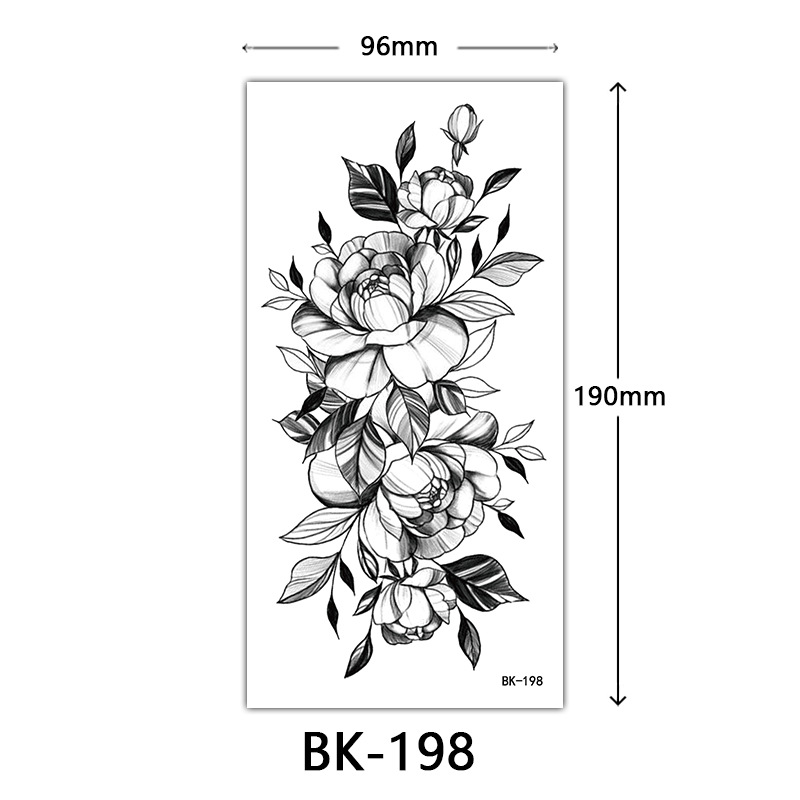 Tatuaje Temporal de Flores Boceto de Papel de Transferencia al Agua, Impresión por Transferencia de Agua, para Cuerpo image 204