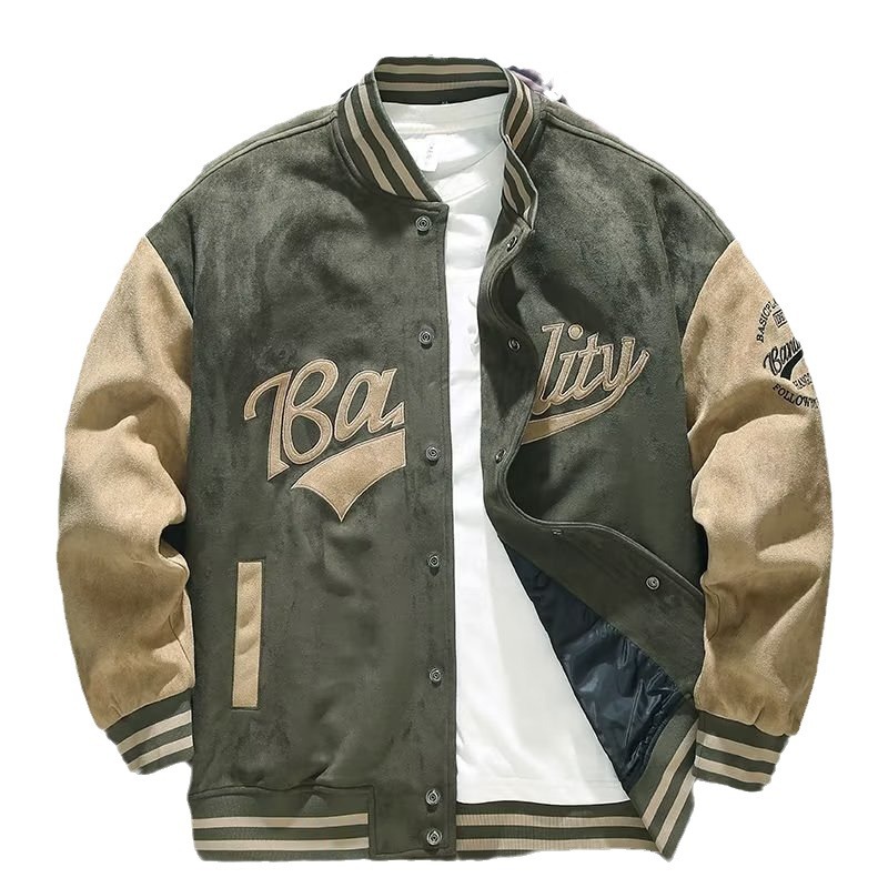 Maillot de Baseball en daim pour hommes, manteau américain automne/hiver, haut ample, veste de pilote brodée, à la mode, printemps/automne_voghion.com