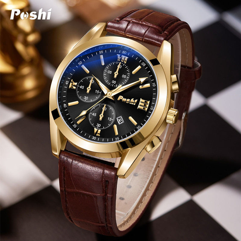 POSHI 2023 nuevo reloj de hombre luminoso falso reloj de cuarzo de tres ojos reloj de hombre de moda de estudiante Masculino