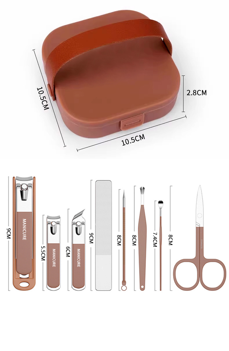 Spritzschutz Nagelknipser 8er Set Haushalt Nagelschere Premium tragbar Nagelpflegeset Grenzüberschreitender Lagerbestand Logobedruckung