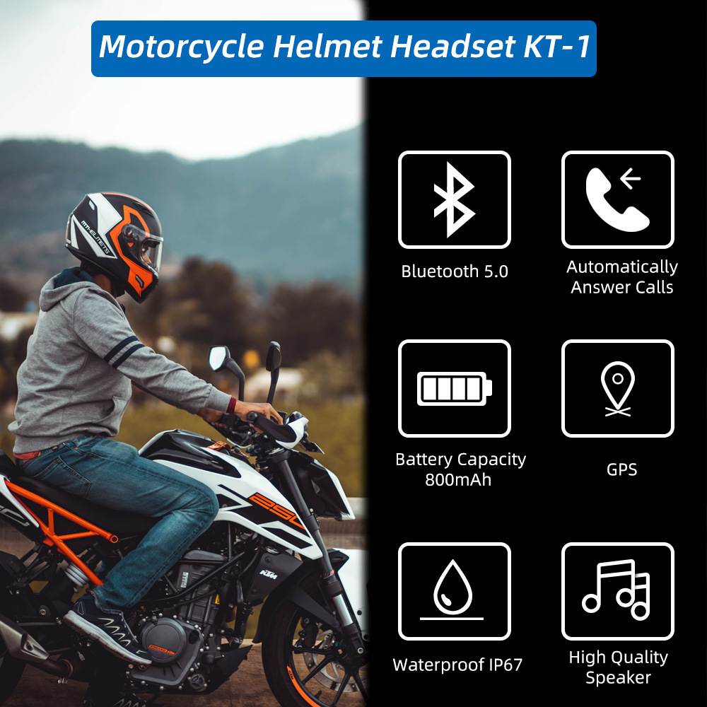 Motorcycle Helmet Headset Bluetooth Headset Motorcycle Full Helmet Ultra-Long Standby Manufacturer Ultra-Thin Private Model Helmet Headset