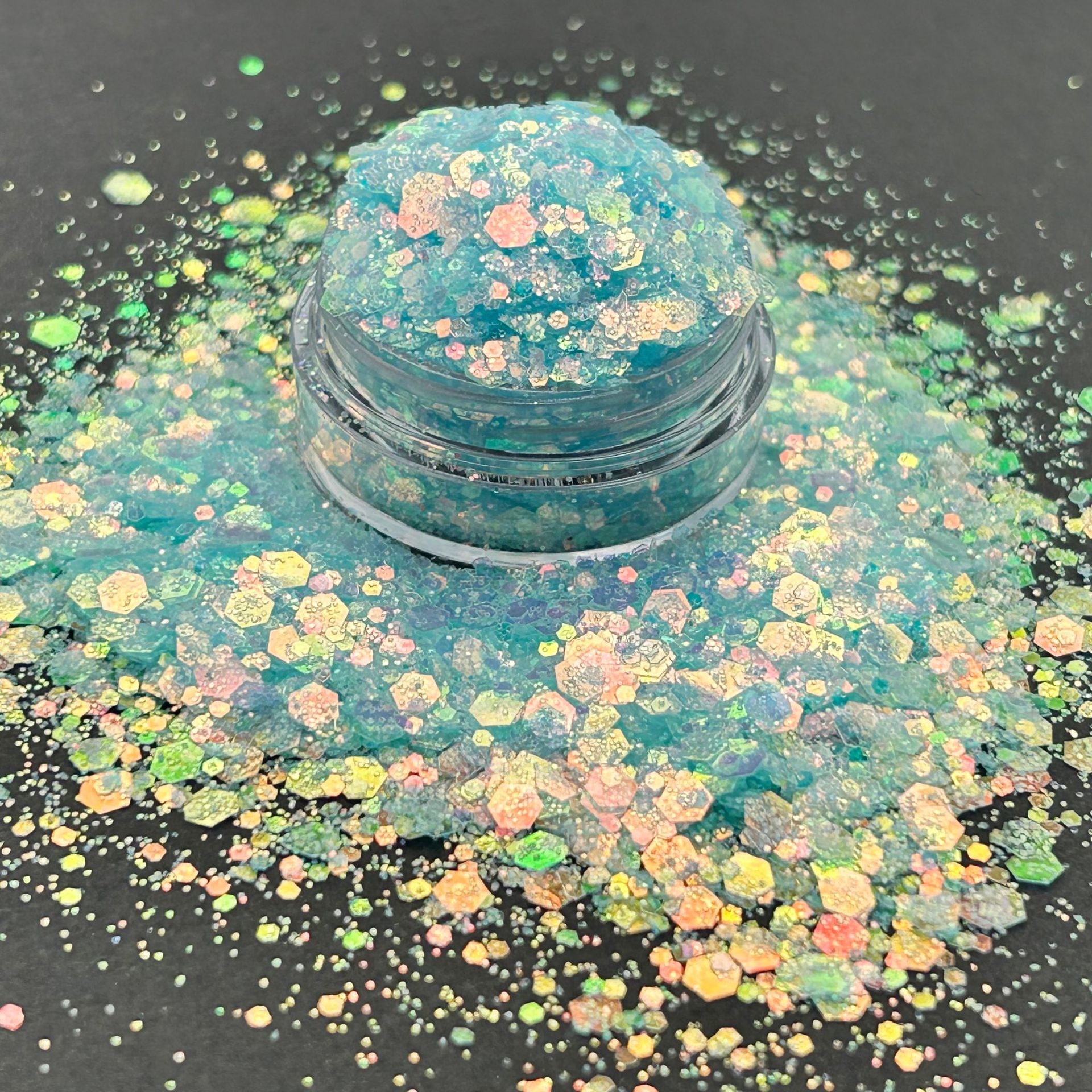 Golden Iridescent Polarized Semi-Transparent Sparkling Nail Art Glitter Transparent DIY Handmade Resin Decoration Nail Stickers