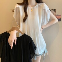 女装夏季新款法式显瘦宽松遮肚灯笼气质雪纺衬衫设计甜美上衣