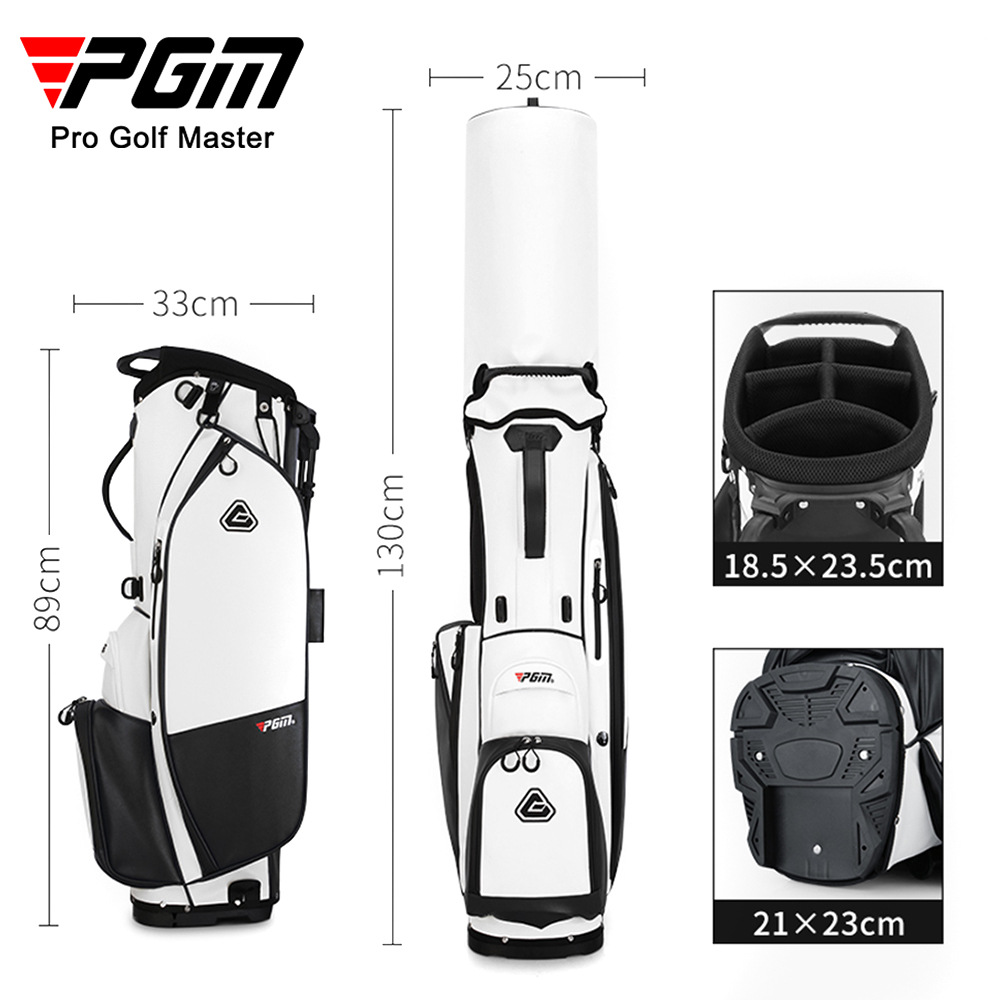 Túi đựng gậy golf PGM chống nước nhẹ có giá đỡ, dạng ba lô đeo vai, cao 130 cm — Túi QB073 màu trắng và xanh lam [không có que], Túi bóng trắng xám QB073 [không cần thanh], Túi bóng trắng đen QB073 [không có gậy]