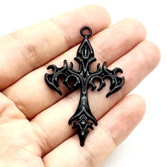 Diy亜鉛合金アクセサリー炎クロスペンダント個性パンクネックレスキーホルダー