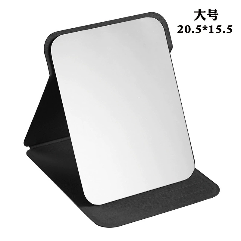 Folding Handheld Table Mirror, PU/Polyurethane Cover, Compact Adjustable Stand, 4 Sizes