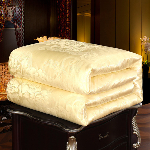 Hanyuanxiang Silk Quilt with 100% Cotton Gauze Damask Embroidered Mulberry Silk Spring and Autumn Dual-Sided Quilt Top with Thickened Winter Insert Pure Cotton Blanket