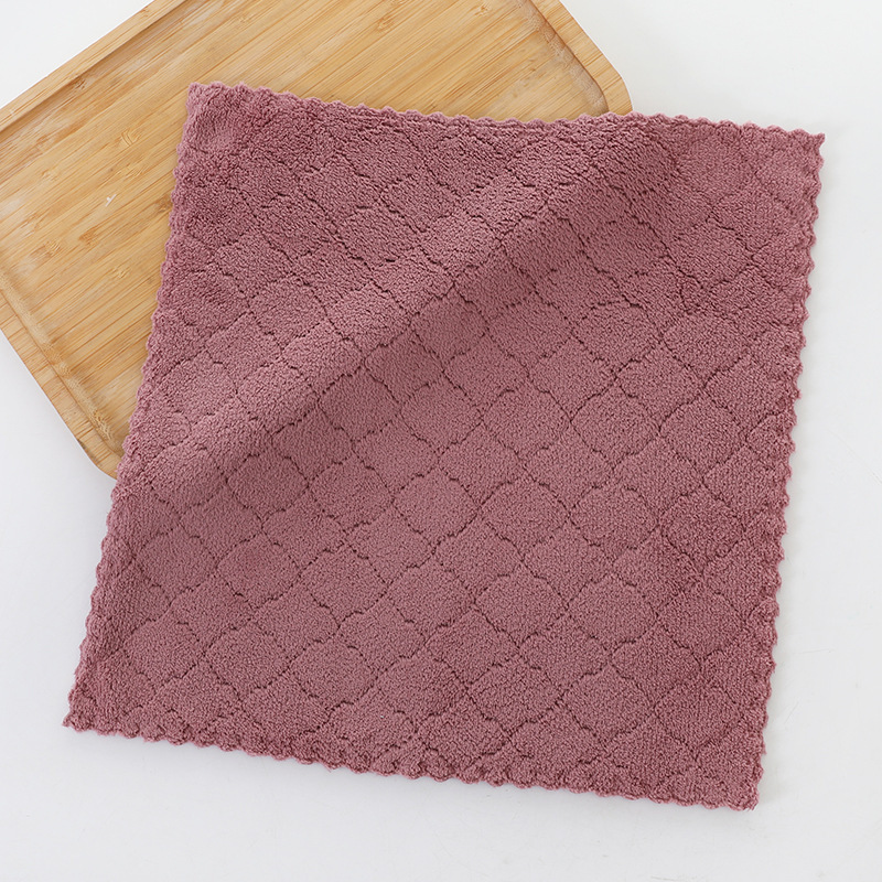 Toallas de coral de lana de coral suave absorción de agua toallas de cocina cinco paquetes de toallas de toallas de toallas para niños de color simple