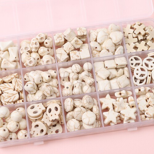 Synthetic White Turquoise Round Beads Square Beads Spacer Beads Handmade DIY Bracelet Necklace Materials Jewelry Accessories Loose Beads