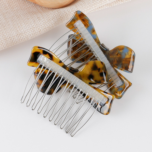 Korean version hair comb with acetic acid hair accessories, versatile bangs, simple and stylish anti-slip center part butterfly clip side clip hair clips