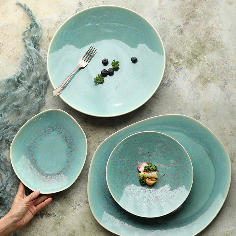 Ceramic plate steak creative dish plate home dining table set vintage dinner plate hotel western salad bowl