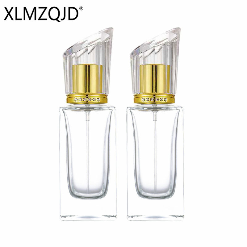 现货供应B077-50ml斜切面金盖玻璃香水瓶/分装瓶/喷雾瓶/按压空瓶
