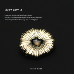 YOKO 花形紐扣金屬黑色扣子雙面尼粗花呢外套皮草大衣西服裝飾扣