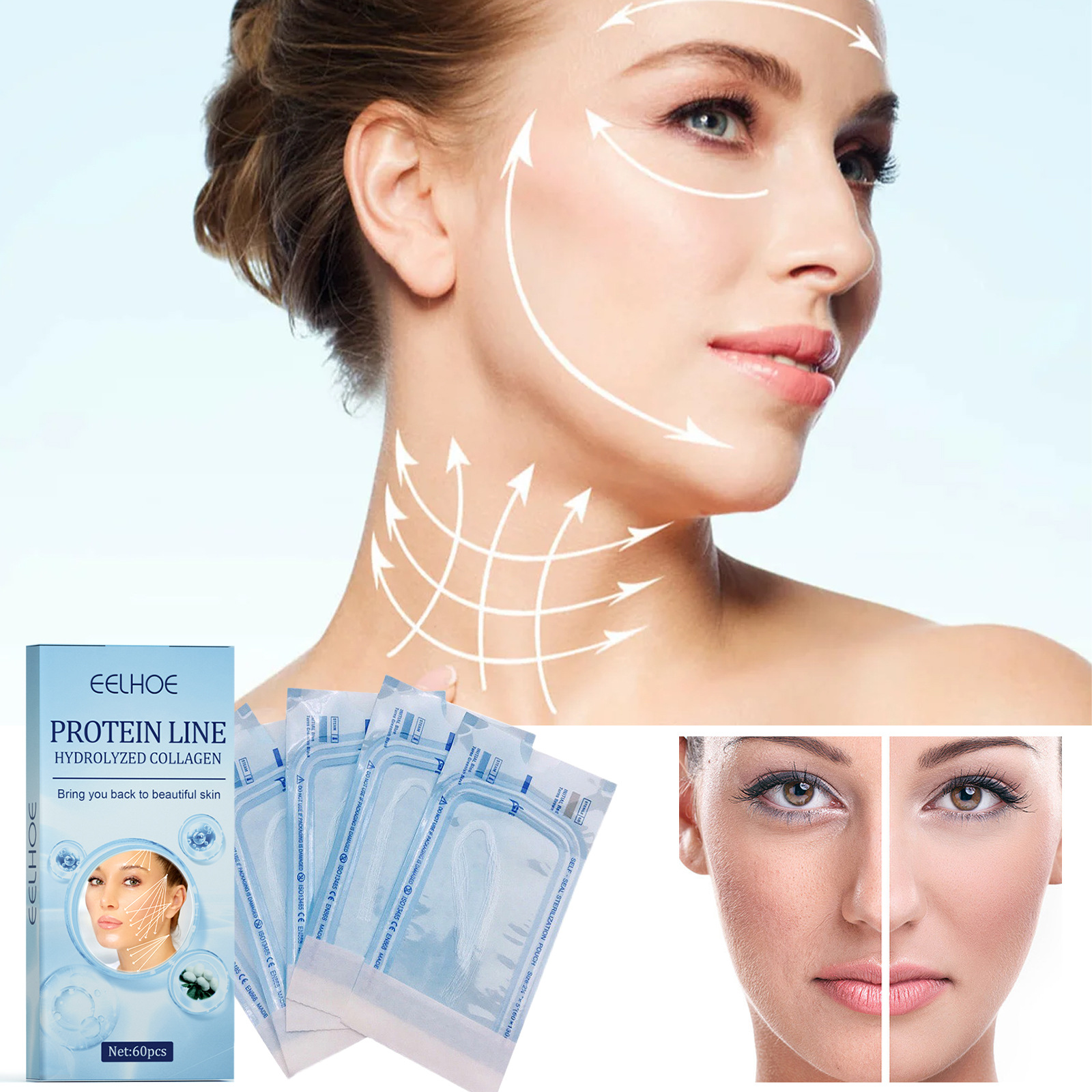 EELHOE Protein Boost Line Skin Anti-wrinkle V-face Lifting Firming Relaxed Facial Contour Fading Fine Lines Moisturizing