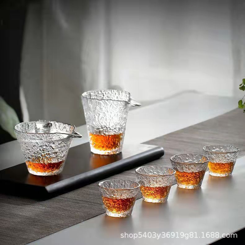 Vidrio de rocío de hielo japonés Phnom Penh Taza de té Oficina Inicio Juego de té Kung Fu Tazón de té Taza de té con patrón de martillo al por mayor
