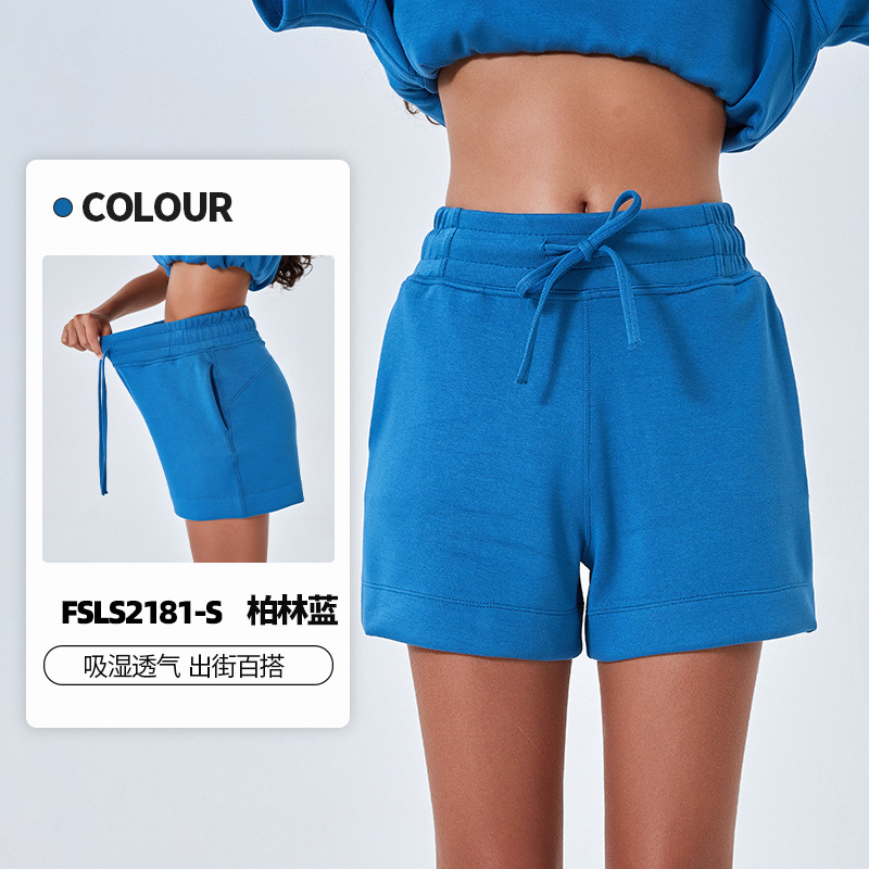 Otoño y invierno nuevo tipo de capa de aire de algodón suelto pantalones cortos deportivos simples para mujeres de doble bolsillo pantalones de yoga