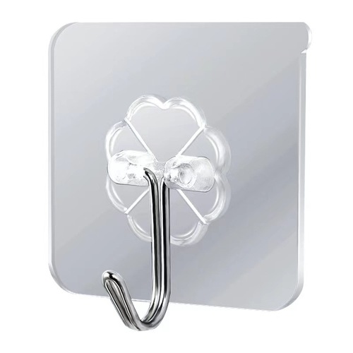 Acrylic transparent strong traceless adhesive hook waterproof hole-free shelf placed on the back of the door plastic transparent hook