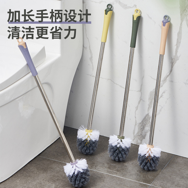 Stainless Steel Long Handle Toilet Brush Bathroom Squat Pit No Dead Angle Cleaning Brush Household Toilet Hanging Toilet Brush