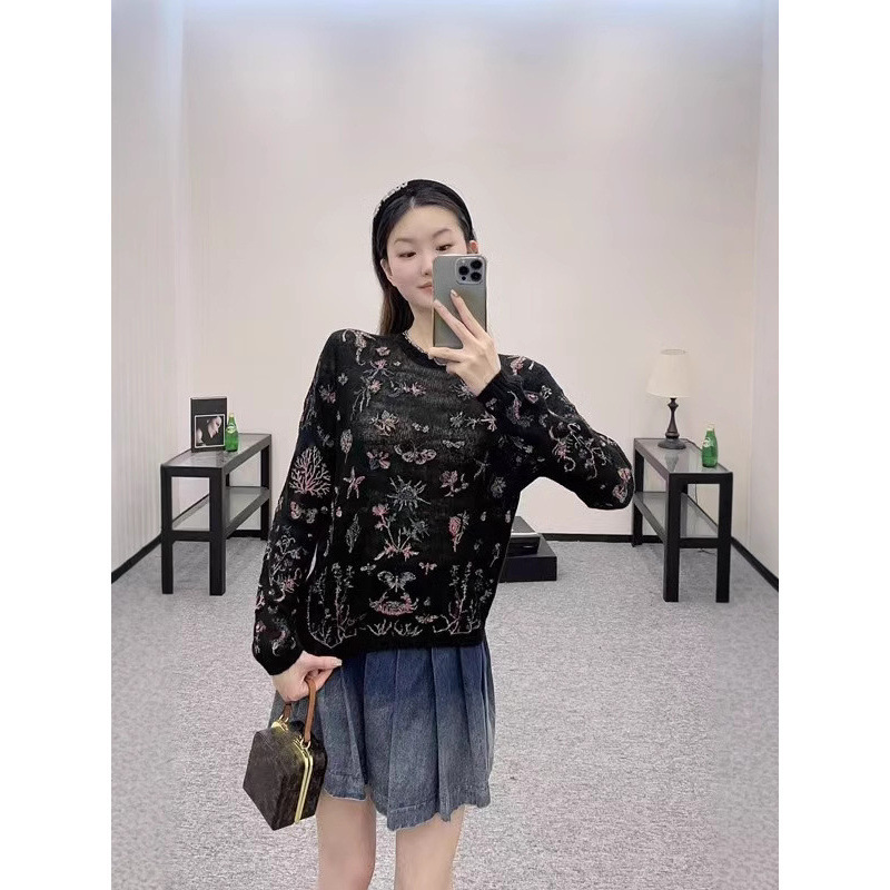 Shenzhen Nanyou High-Quality D Family Early Autumn New Plant Flower Embroider Wool Mohai Knitted Round Neck Long-Sleeved Shirt Shenzhen Nanyou High-Quality D Family Early Autumn New Plant Flower Embroider Wool Mohai Knitted Round Neck Long-Sleeved Shirt