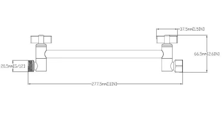 The copper electroplated for foreign trade can be extended with an extended rod for the movable arm of the shower head and the adjustable bracket rod for the shower head Specification drawing