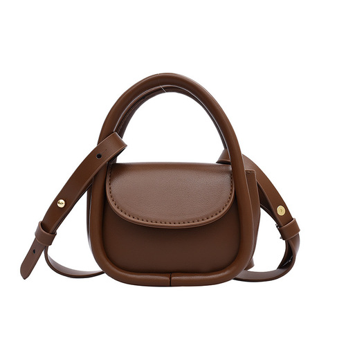 Korean style fashionable children's solid color handbag autumn and winter new retro one-shoulder cross-body lower satchel bag fashionable coin purse