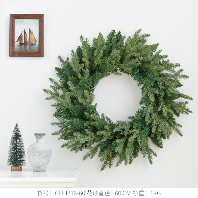 クリスマスデコレーション クリスマスギフト フラワーリング 吊り下げ飾り グリーン シミュレーションツタ 草輪 シーン装飾 パーティー用品|undefined