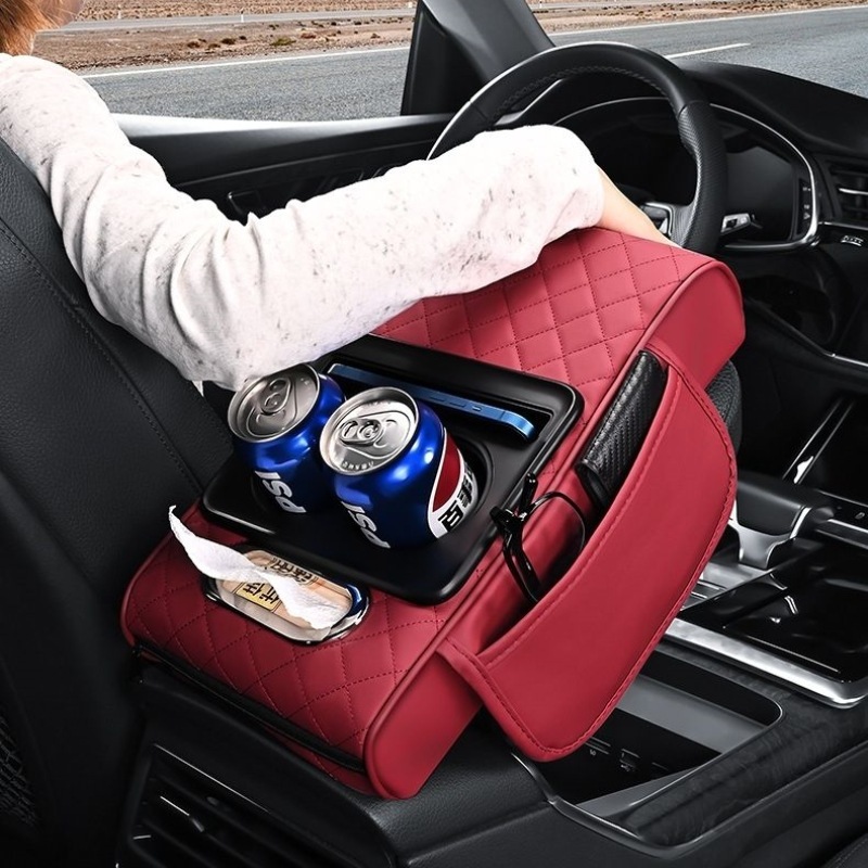 自動車の手すりの箱のマットの4つの統合の通用の手すりのマットの革の肘の増加のマットの車載の引き出し箱の側の収納|undefined