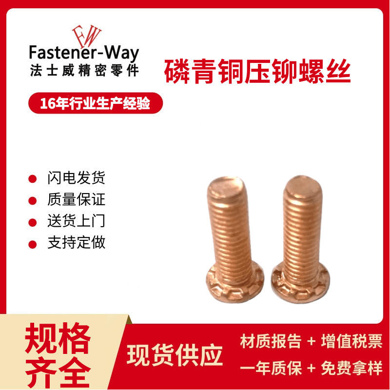 磷青铜压铆螺丝 大头厚头压铆螺钉HFHB-M6-20