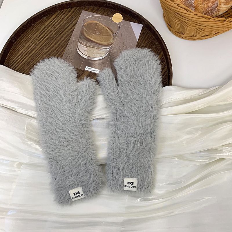 Guantes para mujer, ciclismo a prueba de viento, invierno cálido, nuevos guantes de felpa cálidos, guantes de punto coreanos japoneses al por mayor