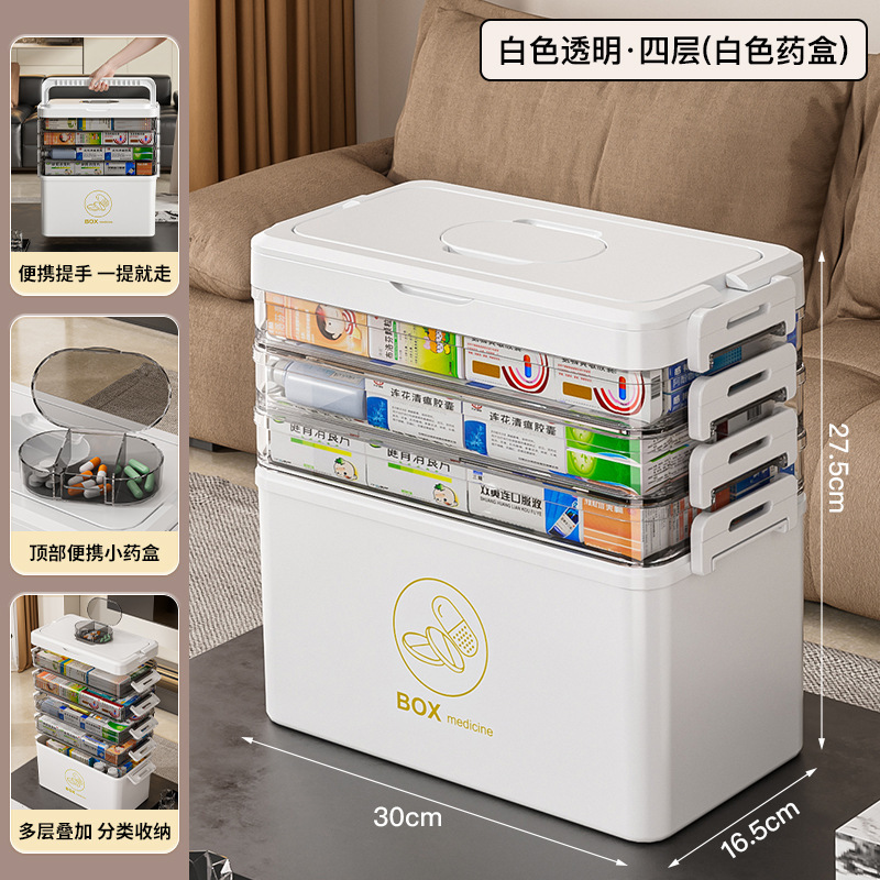 Caja Organizadora de Medicamentos de PET Multicapa Portátil para Hogar