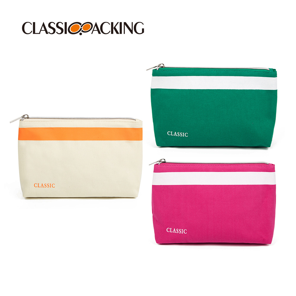 Bolsa de almacenamiento moderna y sencilla, material de lona, bolsa de almacenamiento para el cuidado de la piel de viaje, bolsa de lavado de gran capacidad, logotipo imprimible