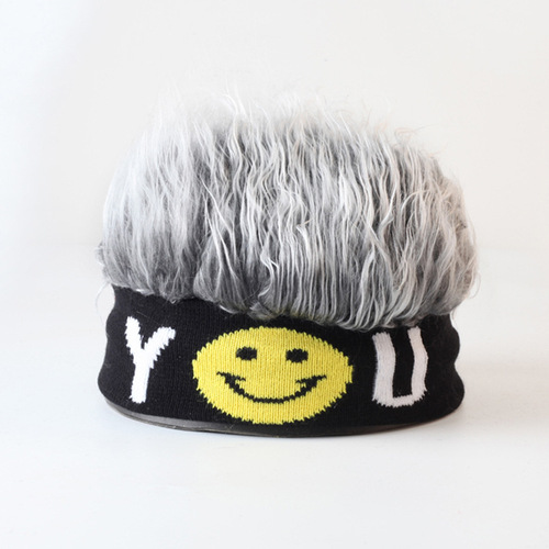 Southeast Asian cross-border stylish fake hair short cap retro hip-hop parody brimless hat knitting cap