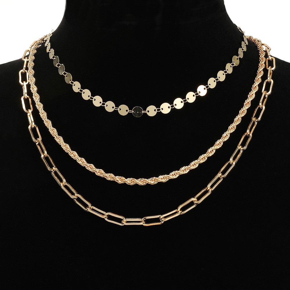 Collier à maillons en os de serpent superposés, style européen et américain, haut de gamme, luxe léger, collection française, très prisée à l'export._voghion.com