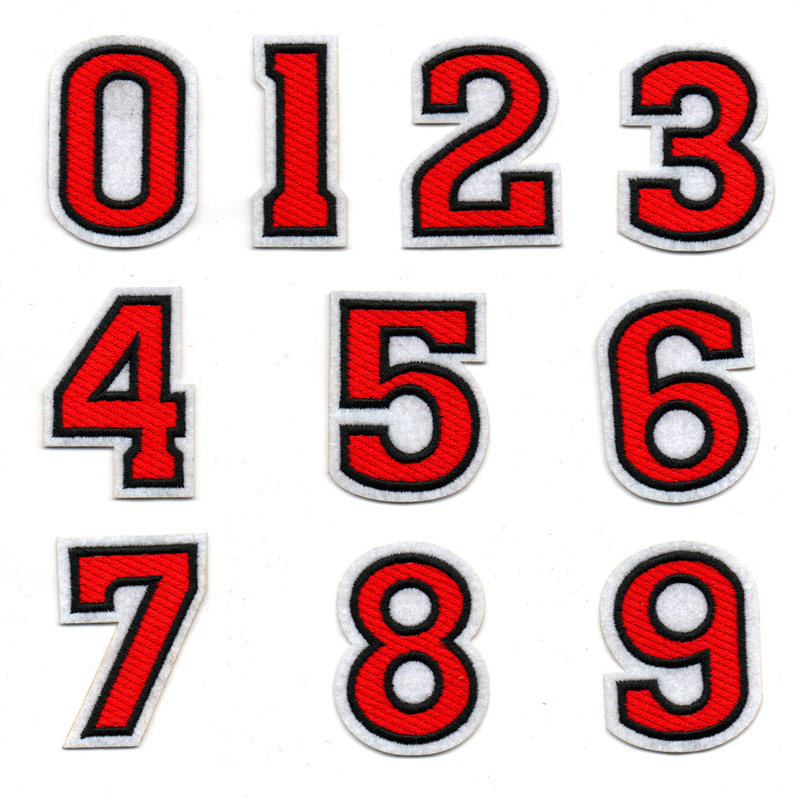 Nuevo color 10 pegatinas de tela digital bordado pegatinas jeans rasgado pegatinas de parche decorativo 0-9 pegatinas decorativas digitales