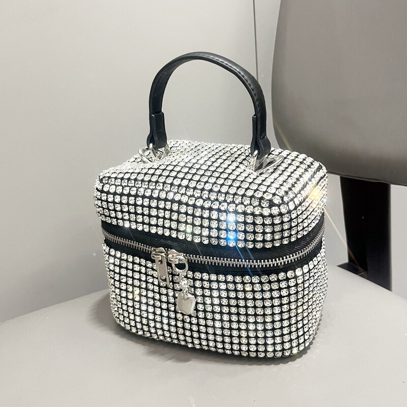 European and American Cross-border Women's Bag Shiny Rhinestone Clutch Bag Designer Dinner Bag Foreign Trade Chain Bag Lunch Box Bag