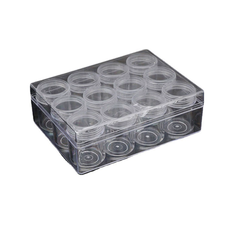 Container, storage system, transparent plastic set, cosmetic cream, 20g, 12 cells