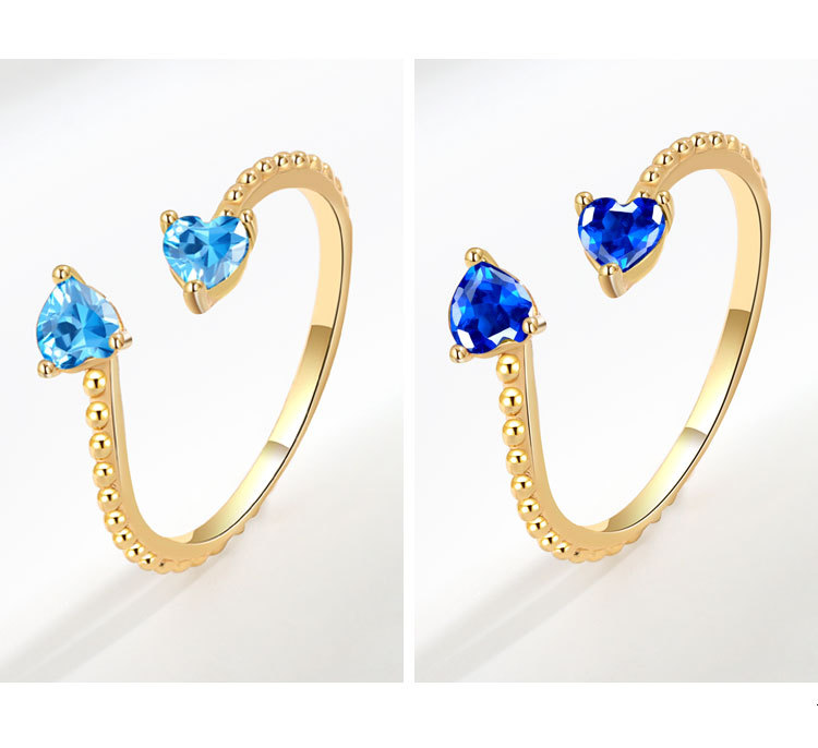 Fashion Heart Shape Copper Plating Inlay Zircon Open Ring 1 Piece