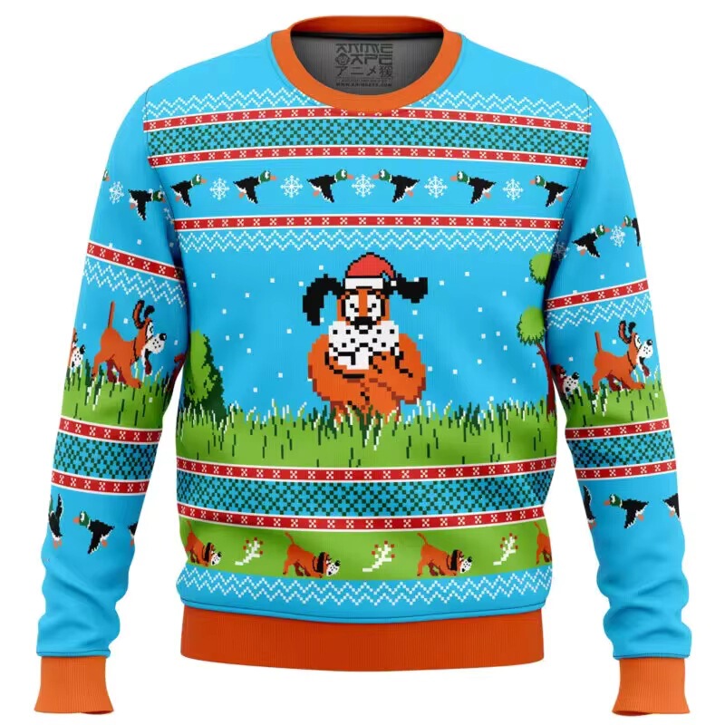 Ugly Christmas Sweater for Men with 3D Animation Print, Autumn and Winter Pullover with Animal Dog and Cow Patterns, Women's Casual Wear