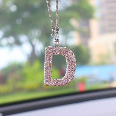 Clay Full Diamond Love Bear: Car hanging - d-letter-car-pendant-ab-color-transparent-diamond